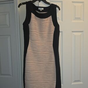 Calvin Klein Black and Cream Midi Dress